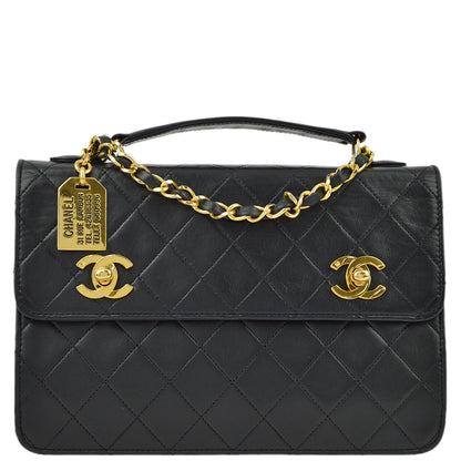 Chanel Black Lambskin 2way Handbag Shoulder Bag
