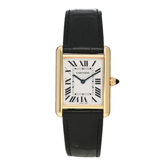 18K Yellow Gold Alligator 26mm Tank Louis Quartz Watch