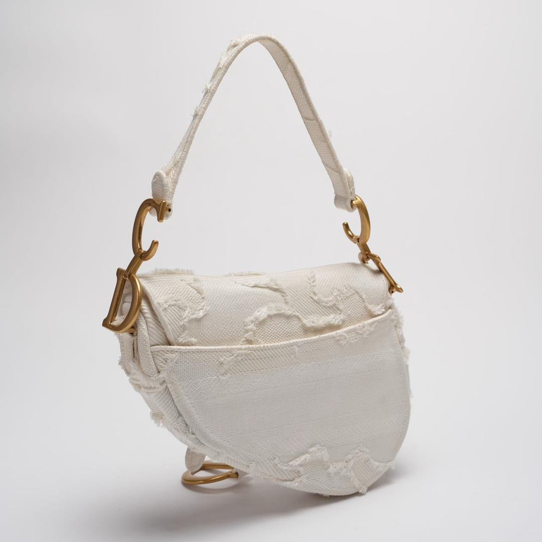 Dior Saddle Bag Camouflage White Canvas Medium Handbag With Gold Hardware 2020