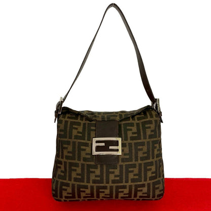 Fendi Mamma Baguette Canvas Leather 2Way Bag