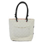 Chanel Cambon Line Tote Bag Leather White CC Auth am5197A