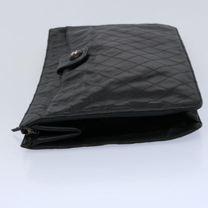 Chanel Bicolole Briefcase Lamb Skin Black CC Auth am5376