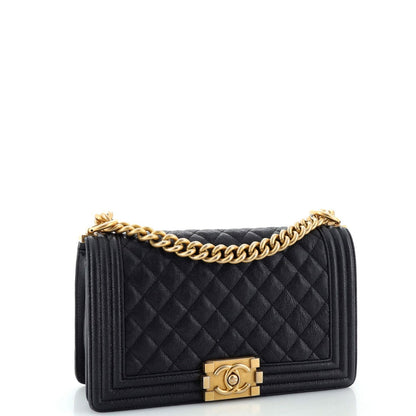Chanel Boy Quilted Caviar Shoulder Bag Style
