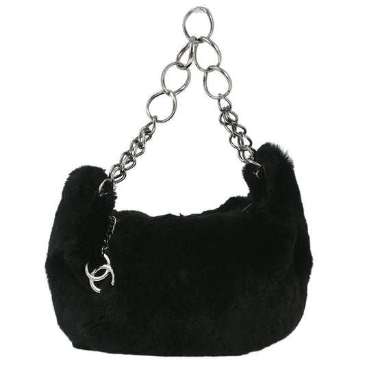 Chanel Black Fur Chain Handbag