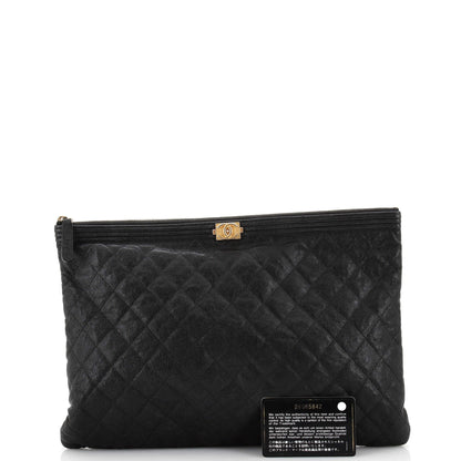 Chanel Boy O Case Clutch Quilted Caviar