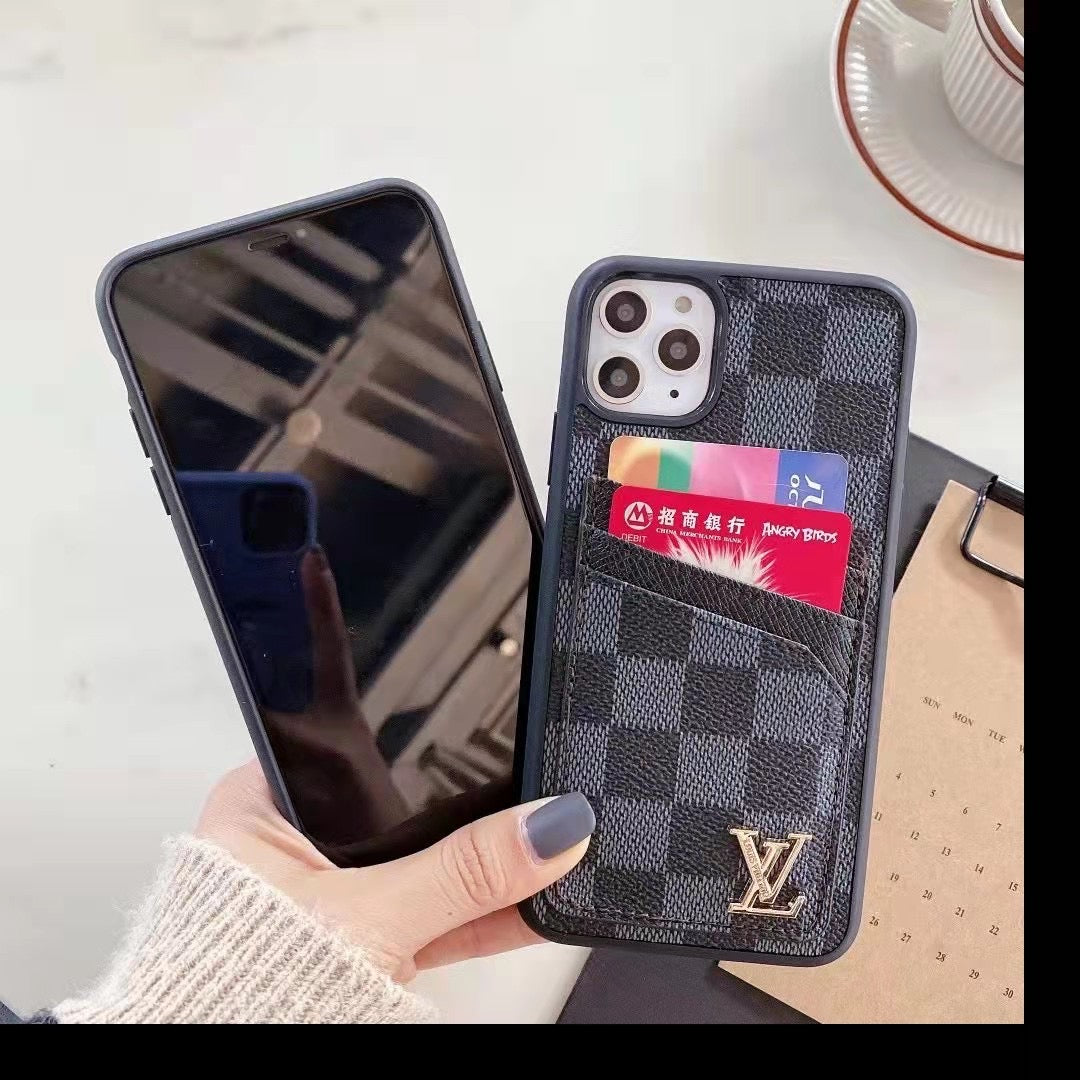 Duel Card Slot Leather Back Cover Case Iphone 11 12 13 14 15 16 Pro Max Plus / 18 Pro / 18 Pro Max