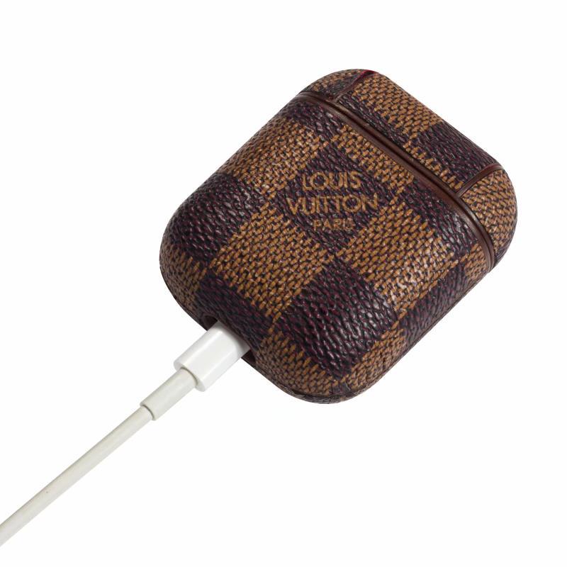 Brown Checkered Designer AirPods Case for 12