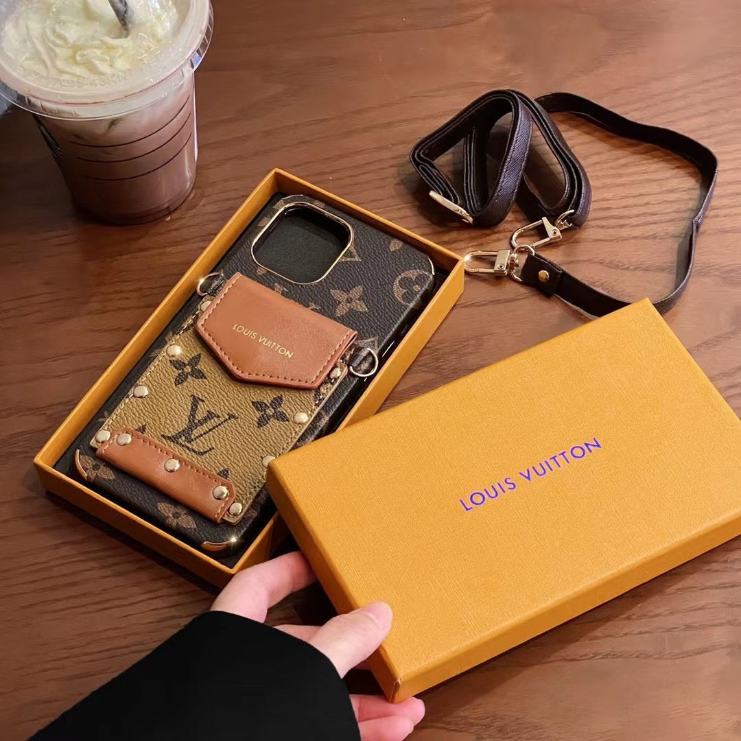 LV Crossbody Phone Case iPhone 11 12 13 14 15 Pro Max Plus