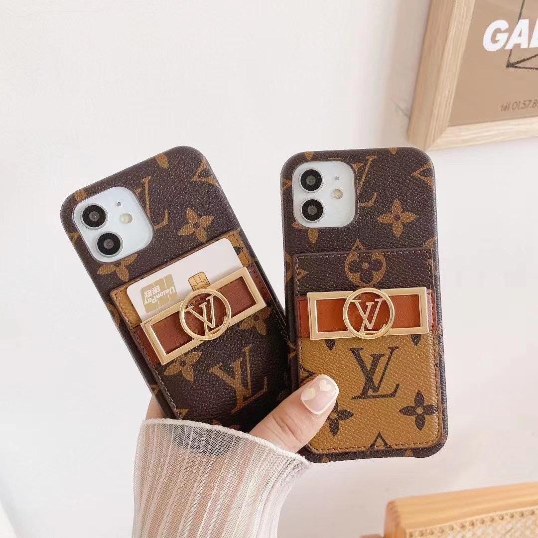 Monogram Leather Phone Case iPhone 11 12 13 Pro