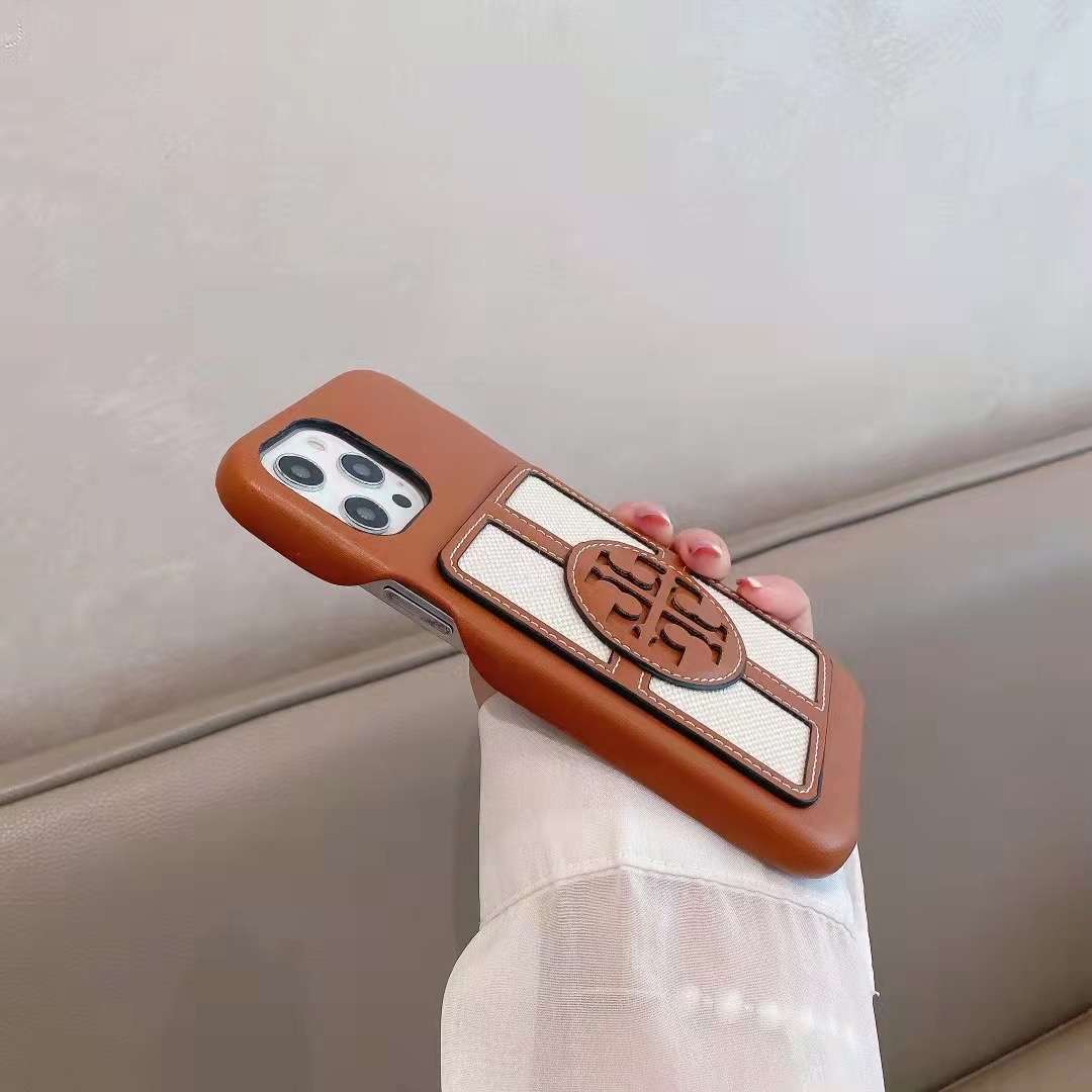 Tory Burch iPhone Case Stamped Textured Leather