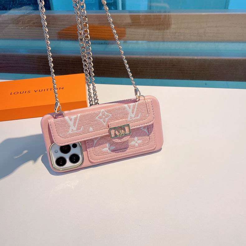 Pink lv iPhone Case Fabric Leather for 11 12 13 Pro Max Series