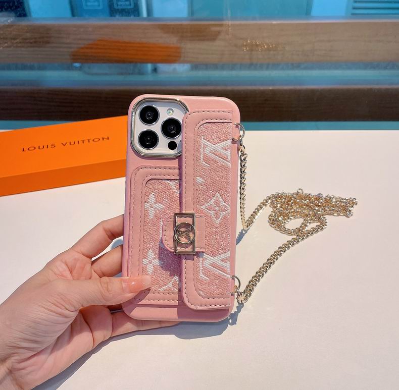Pink lv iPhone Case Fabric Leather for 11 12 13 Pro Max Series