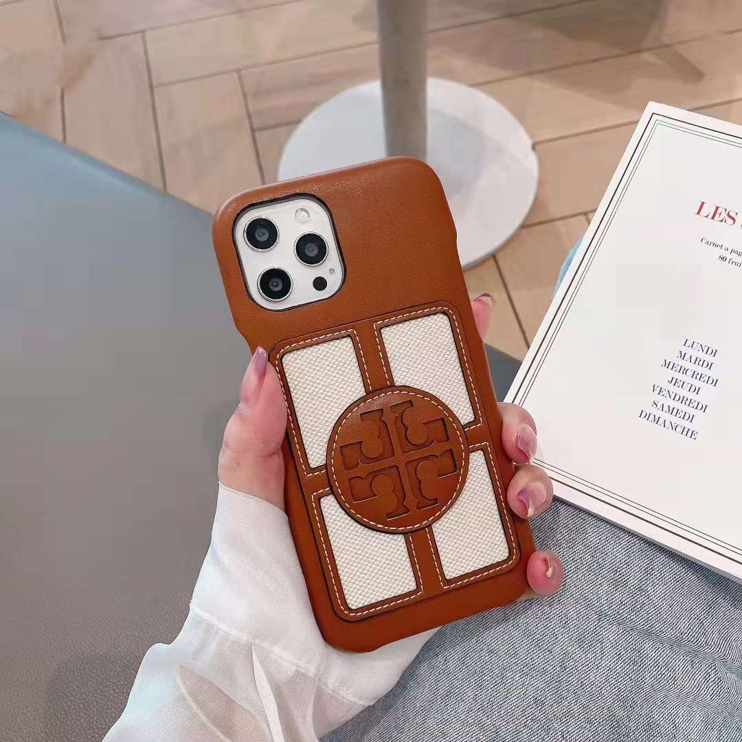 Tory Burch iPhone Case Stamped Textured Leather