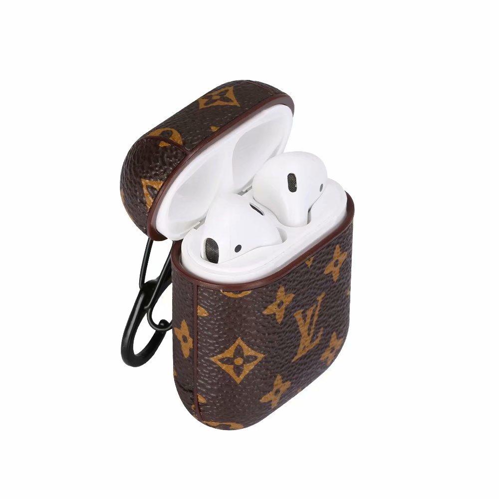 Luxury LV AirPods Cases Brown Small Mono For 12 Gen