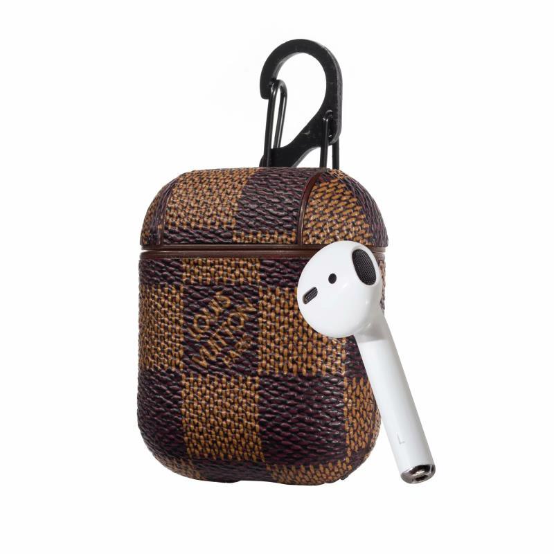 Brown Checkered Designer AirPods Case for 12
