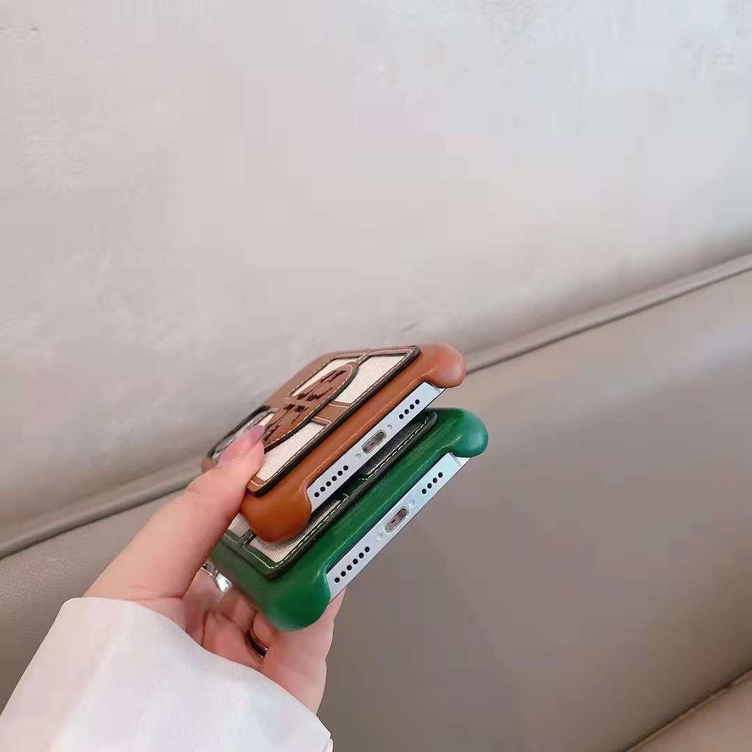 Tory Burch iPhone Case Stamped Textured Leather