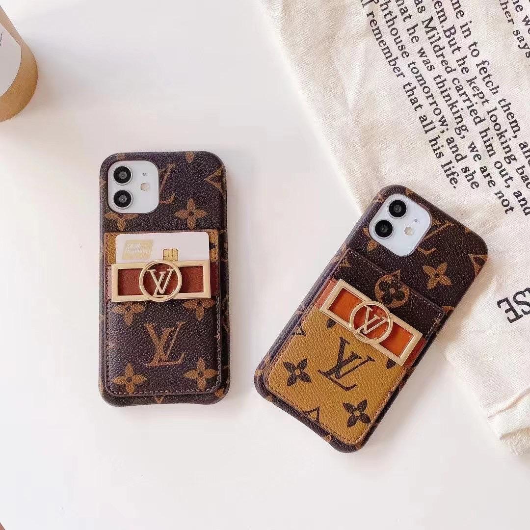 Monogram Leather Phone Case iPhone 11 12 13 Pro