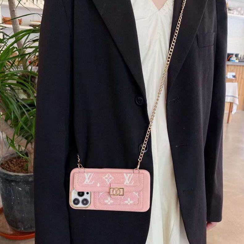 Pink lv iPhone Case Fabric Leather for 11 12 13 Pro Max Series