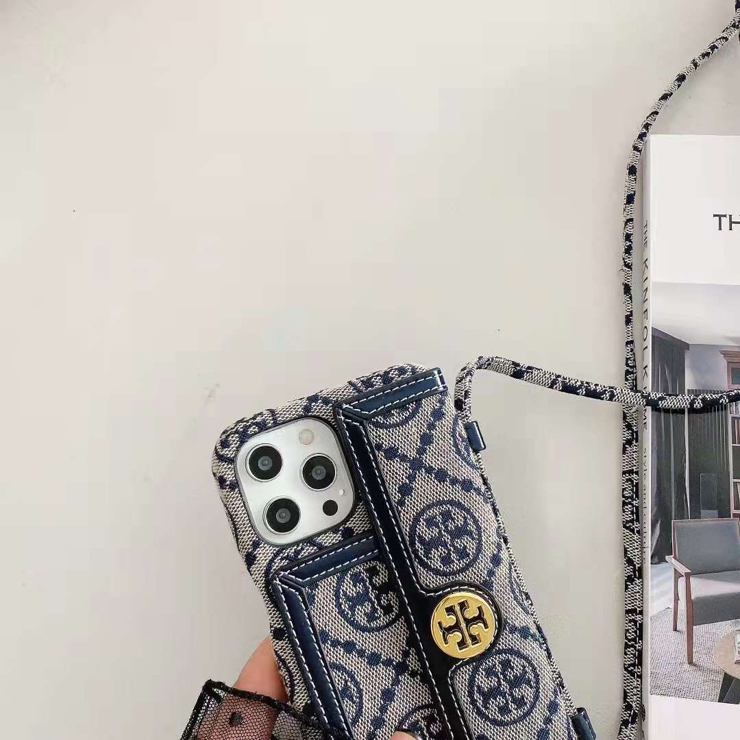 Crossbody Blue Textured Leather Case Cover Iphone 11 12 13 14 15 16 Pro Max Plus / 18 Pro / 18 Pro Max