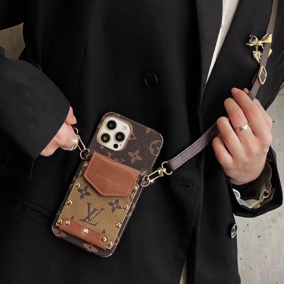 LV Crossbody Phone Case iPhone 11 12 13 14 15 Pro Max Plus