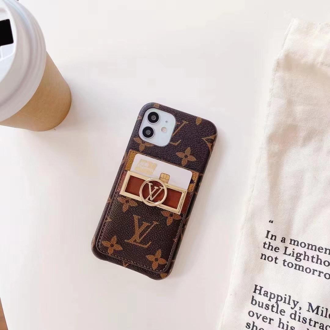 Monogram Leather Phone Case iPhone 11 12 13 Pro