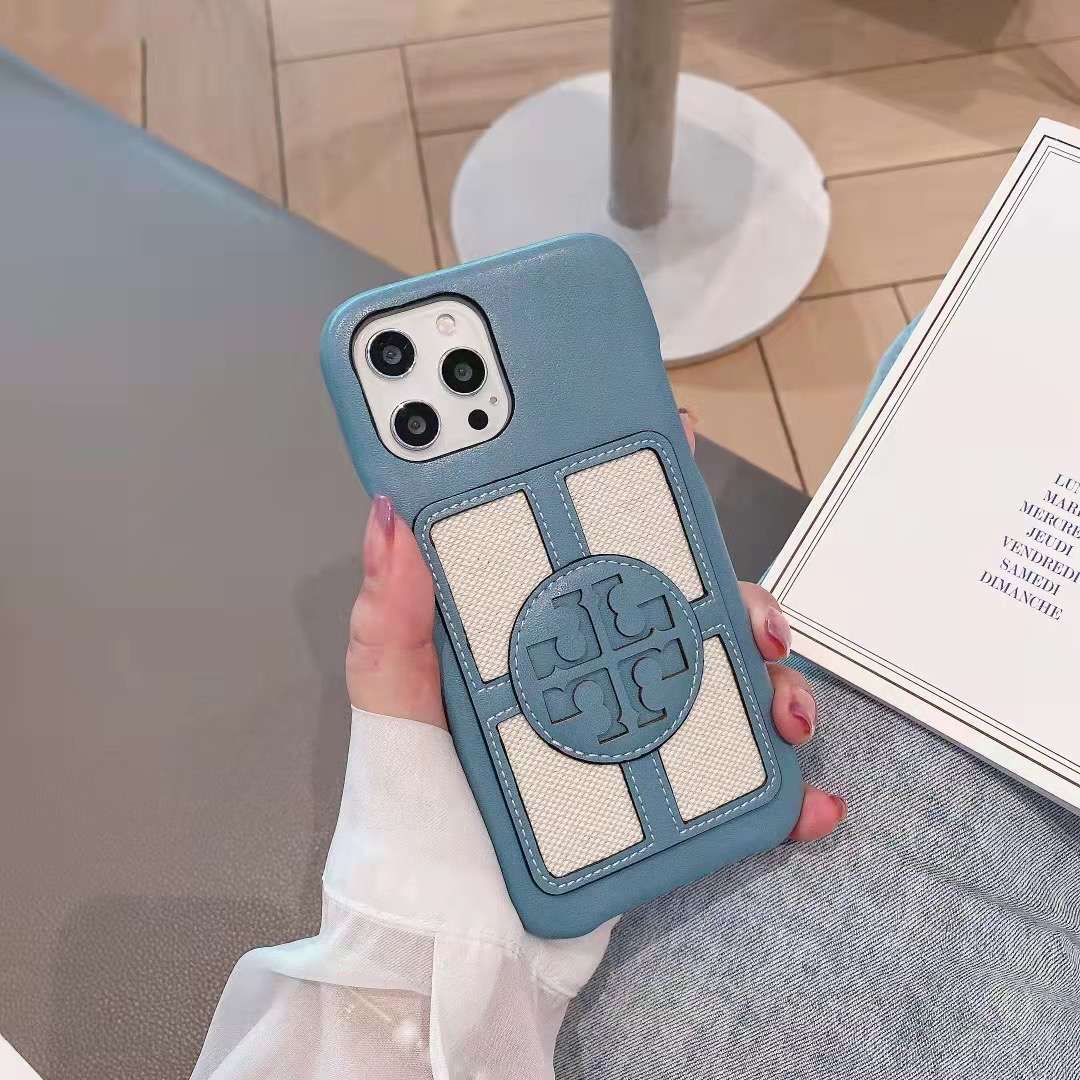 Tory Burch iPhone Case Stamped Textured Leather