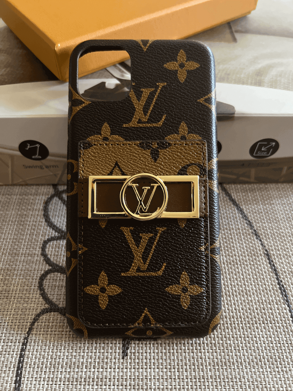 Monogram Leather Phone Case For Iphone 11 12 13 Pro Max / 18 Pro / 18 Pro Max
