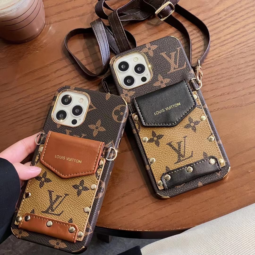 Lv Crossbody Phone Case Card Holder Wallet For Iphone 11 12 13 14 15 16 Pro Max Plus / 18 Pro / 18 Pro Max