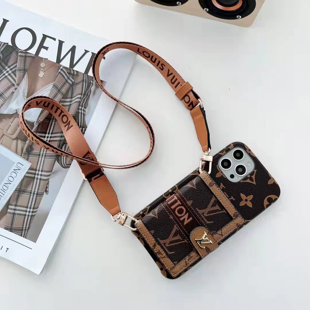 Crossbody Strap Wallet Back Cover Leather Case Iphone 11 12 13 Pro Max / 18 Pro / 18 Pro Max
