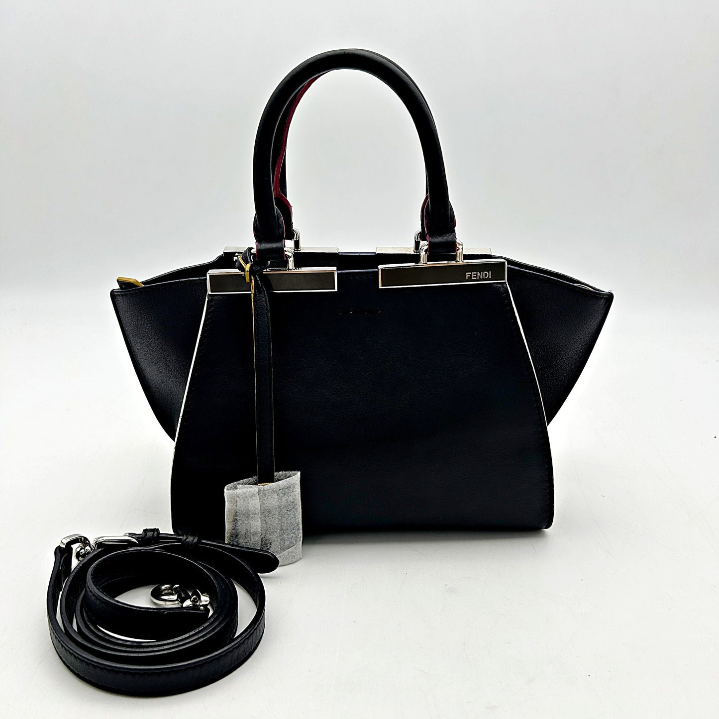 Fendi Petit Trois Jour Leather Handbag Black LA11536