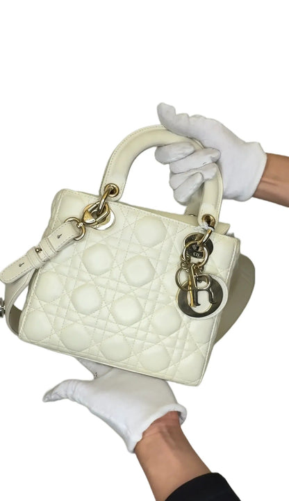 My Lady Dior Leather Handbag Dior White B7-28