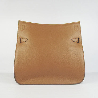 Luxury Hermes Leather Shoulder Bag Light Coffee Golden