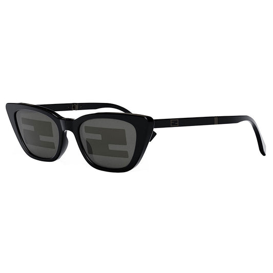 Fendi Sunglasses Cat Eye Full Rim, Shiny Black Frame and Smoke Mirror Pattern Lens FE40089I01C