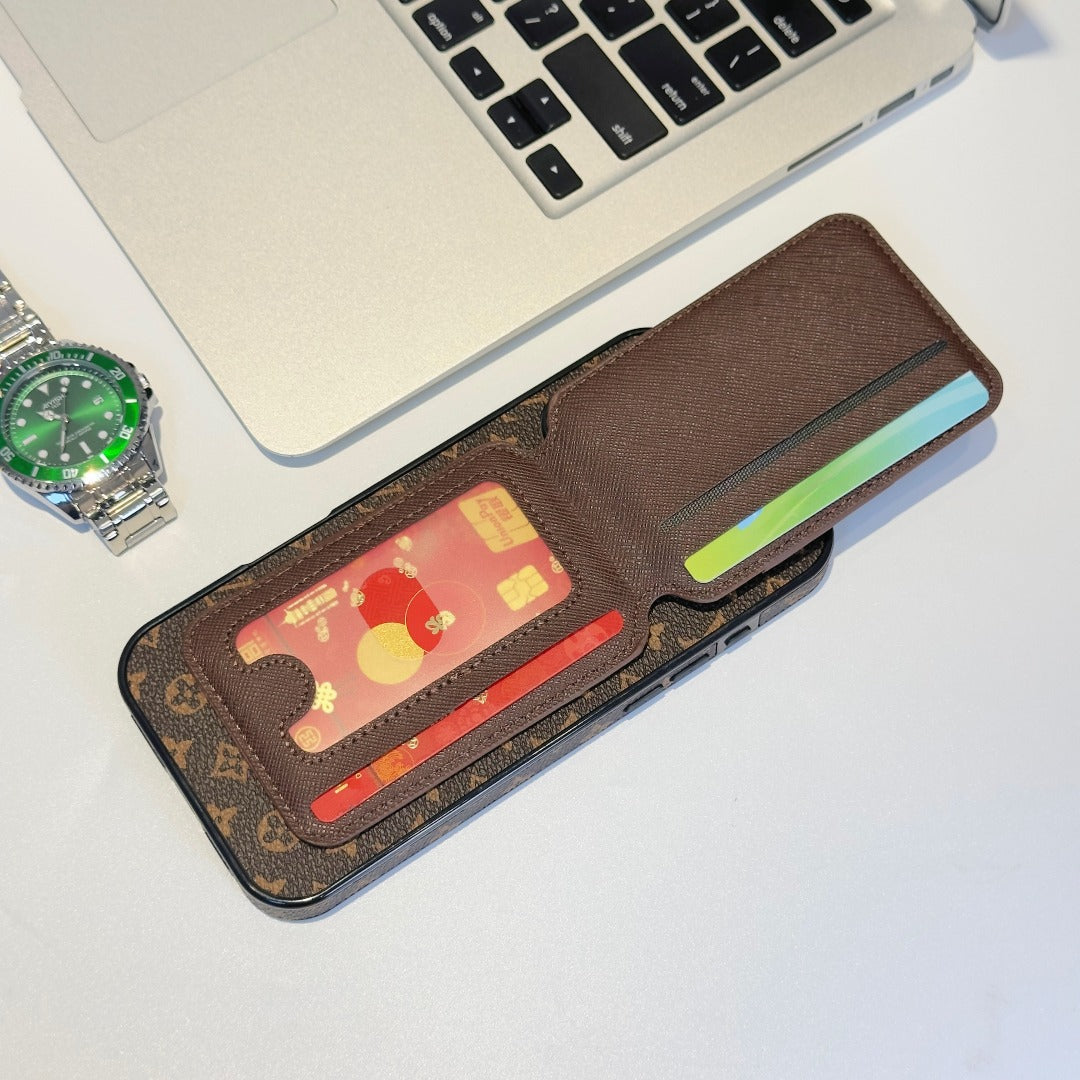 Alphabet Plaid MagSafe Magnetic Card Wallet iPhone Case