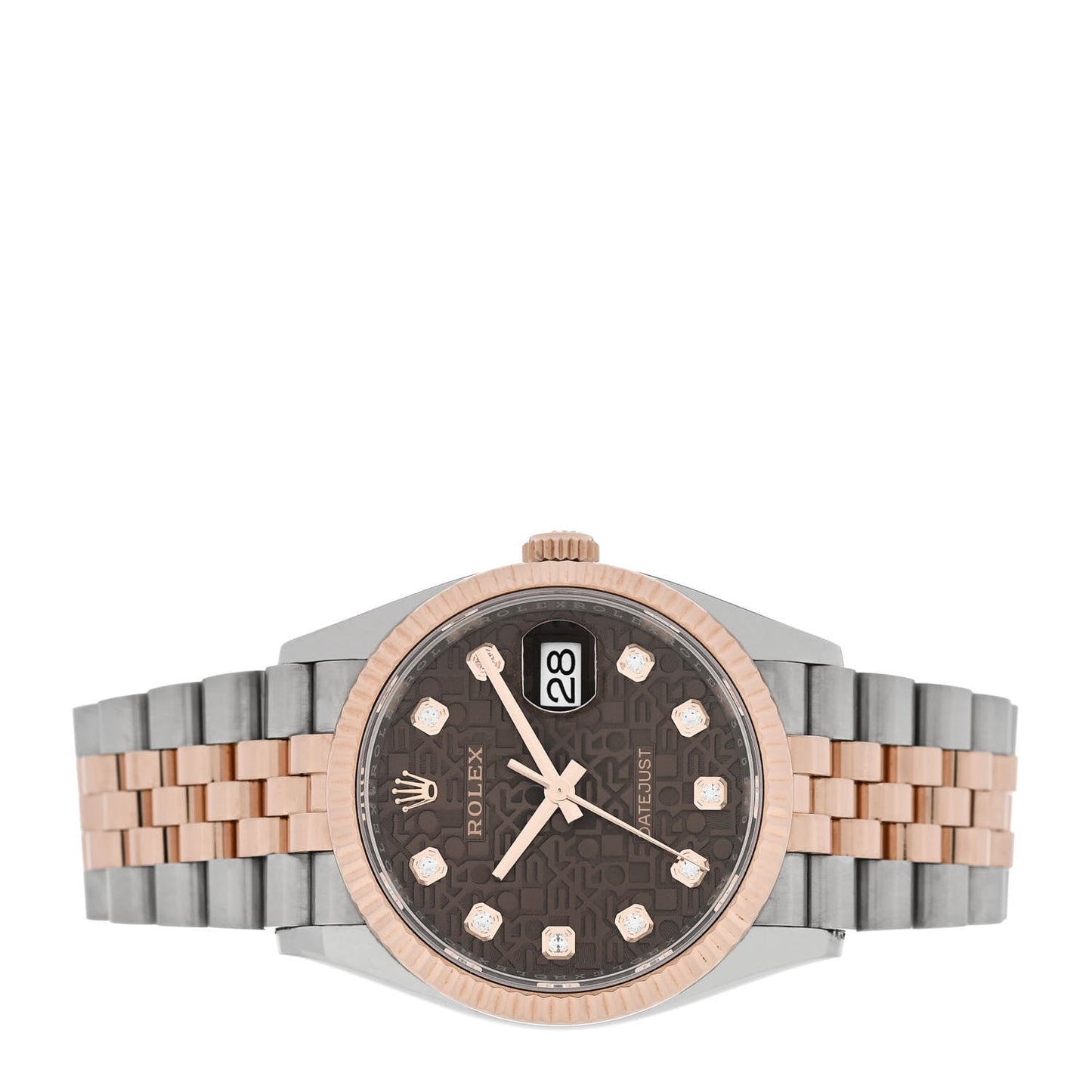 Stainless Steel 18K Everose Gold Diamond 36mm Oyster Perpetual Datejust Watch Chocolate Jubilee 126231