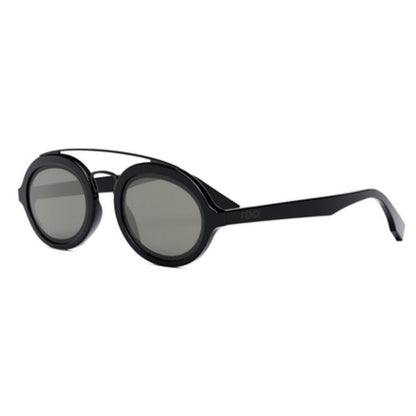 Fendi Sunglasses Oval Full Rim, Shiny Black Frame and Smoke Lens FE40094I01A