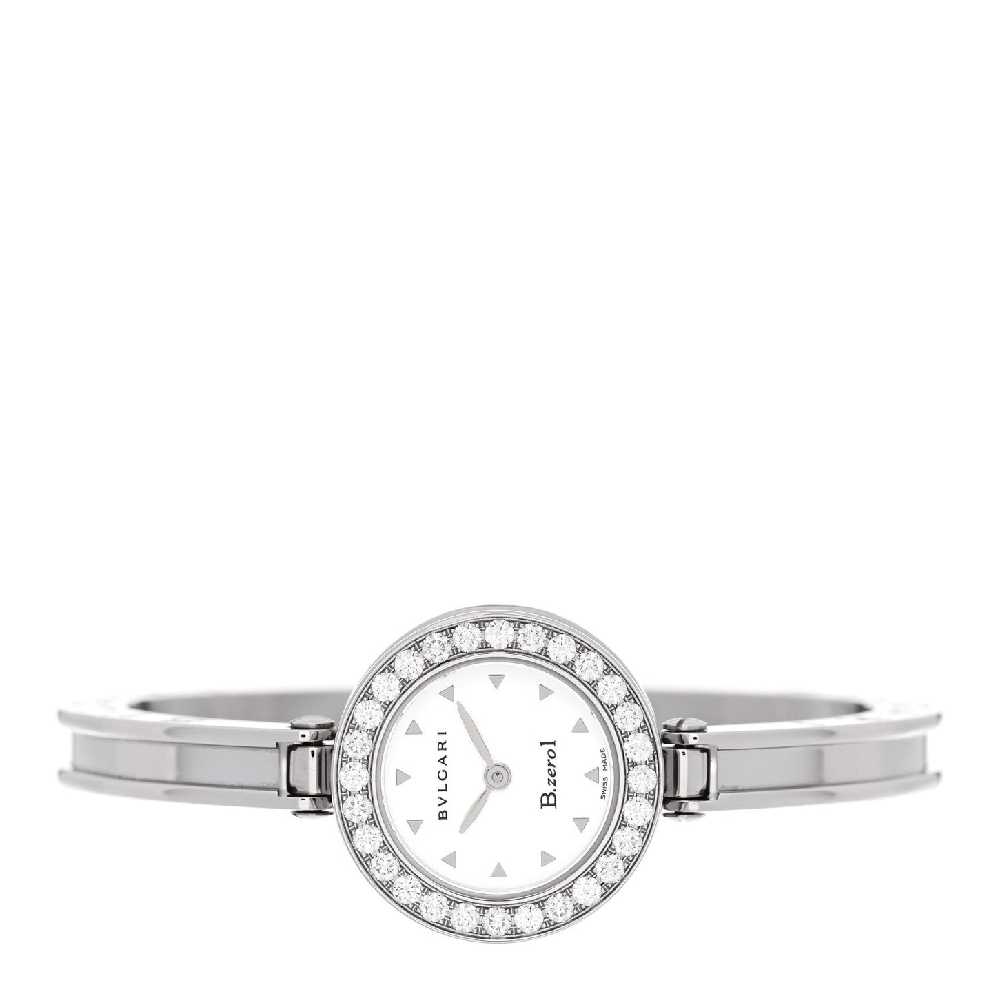 Stainless Steel Diamond Bezel 22mm B.Zero1 Quartz Watch White