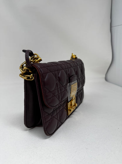 Miss Dior Leather Crossbody Bag Dior Burgundy In Leather Bj1-08