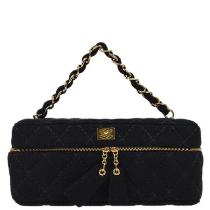 Chanel Black Cotton Wild Stitch Vanity Handbag
