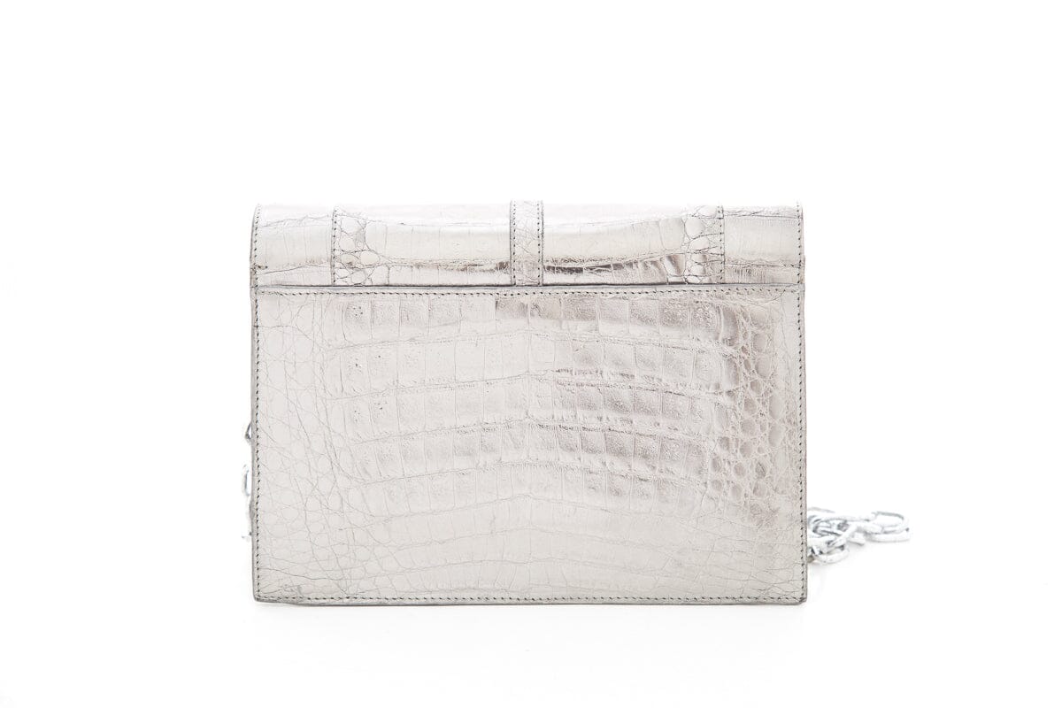 Nancy Gonzalez Silver Croc Crossbody