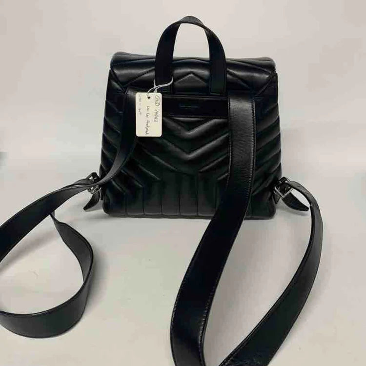 Ysl Calfskin Y Quilted Monogram Loulou Backpack Black Leather, Small