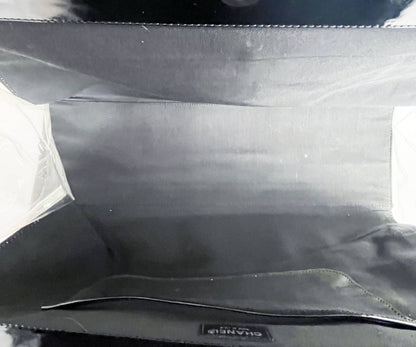 Chanel Black Patent Leather Punch Hole Clear Handle XXL Handbag