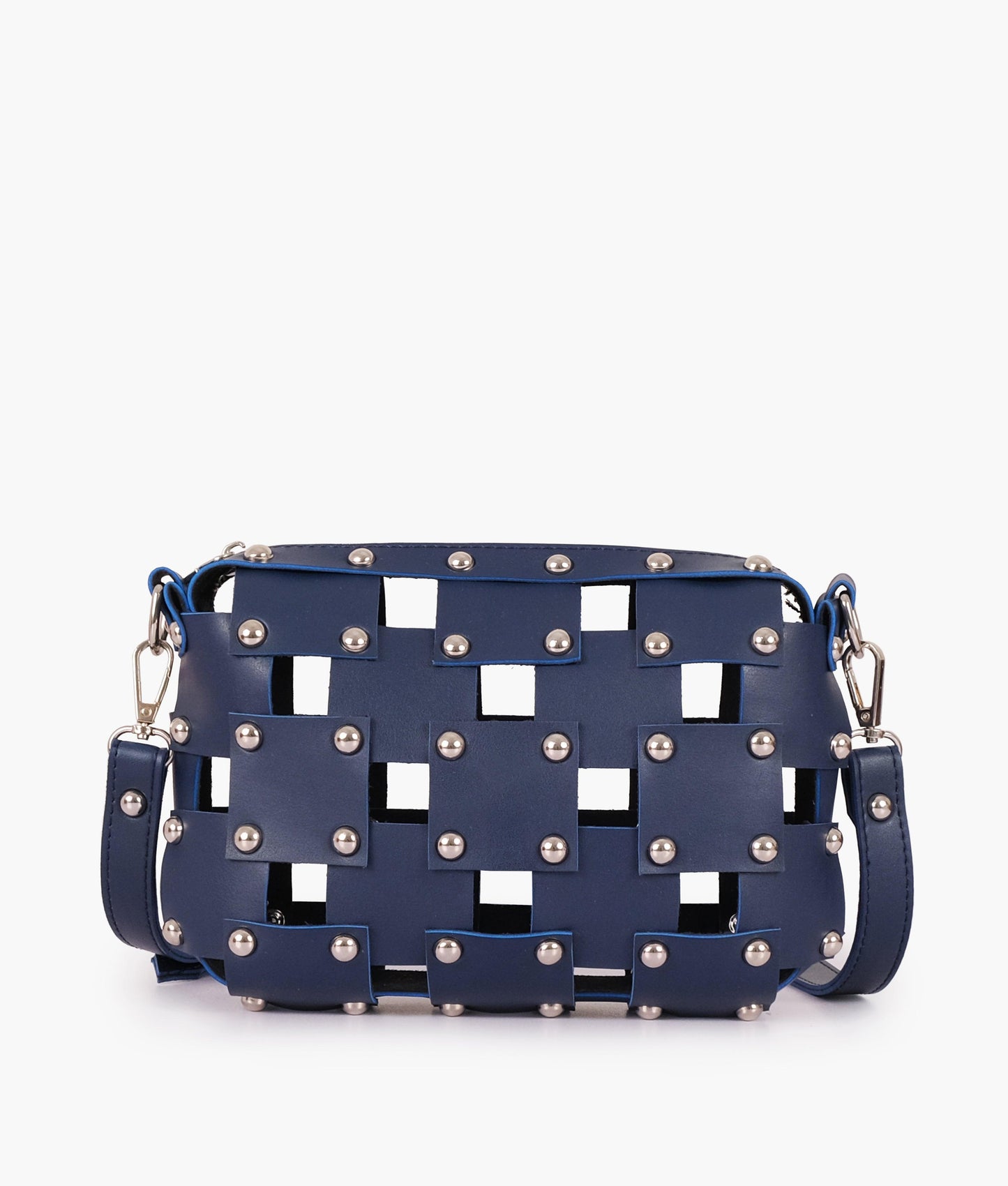 Blue rivet cross-body bag