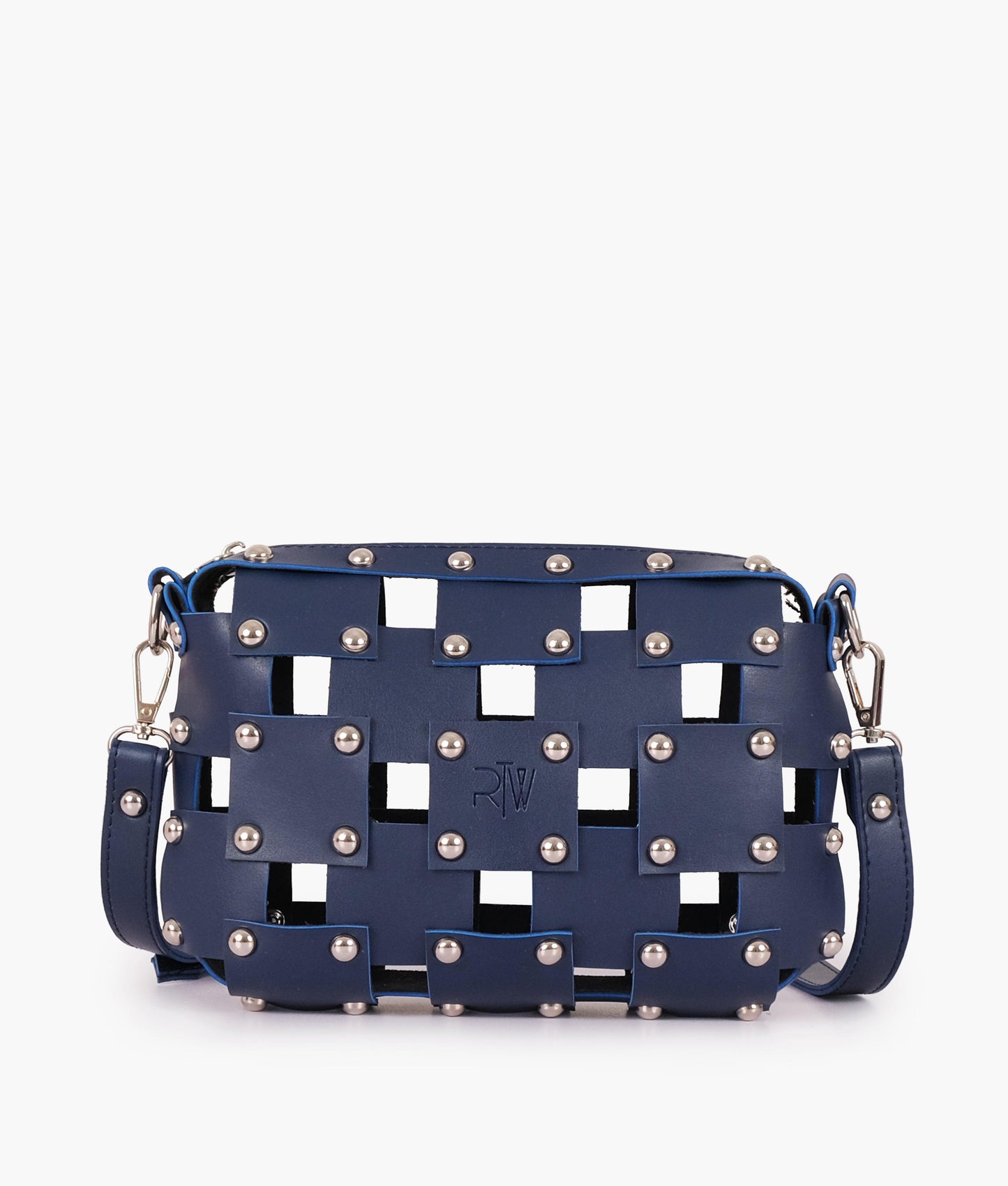 Blue rivet cross-body bag