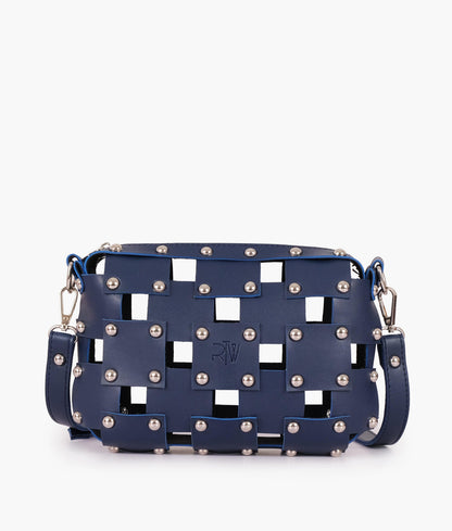 Blue rivet cross-body bag