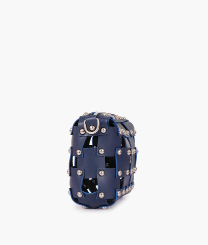 Blue rivet cross-body bag