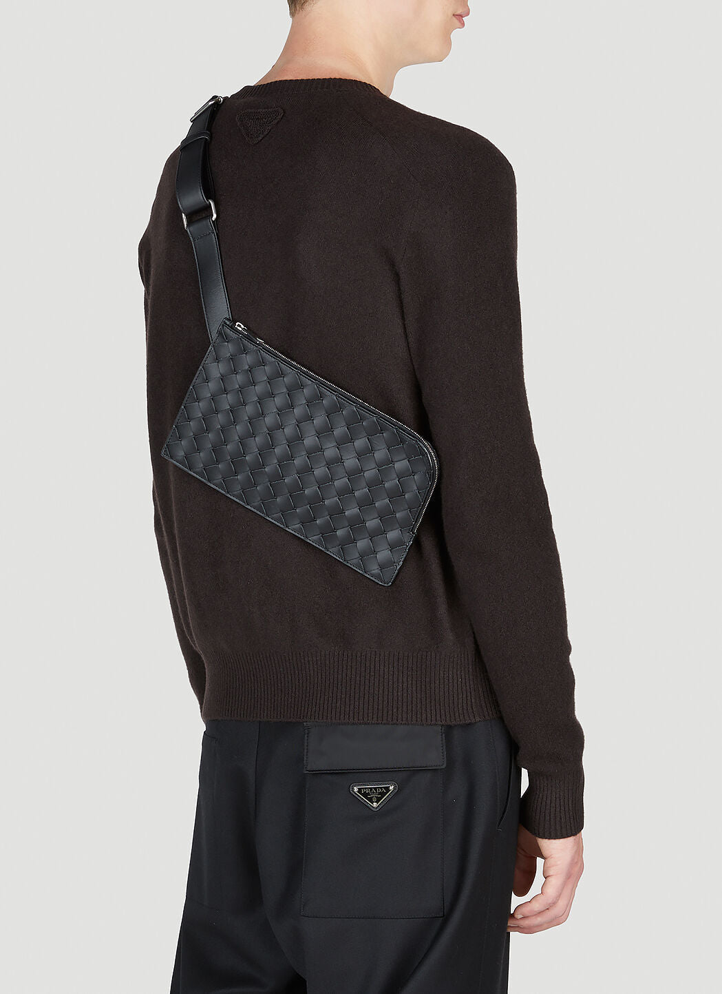 Bottega Veneta Men Intreccio Pouch Crossbody Bag