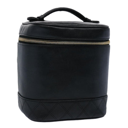 Chanel Bicolole Vanity Cosmetic Pouch Leather Black CC Auth bs10292