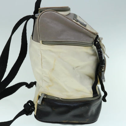 Chanel Backpack Nylon Beige CC Auth bs10906