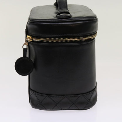 Chanel Bicolole Vanity Cosmetic Pouch Leather Black CC Auth bs13041